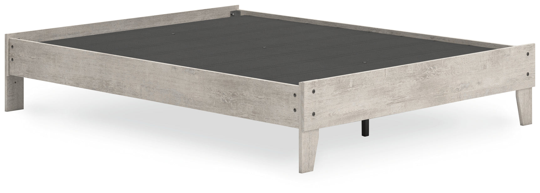 Shawburn Whitewash Queen Platform Bed showing front angle