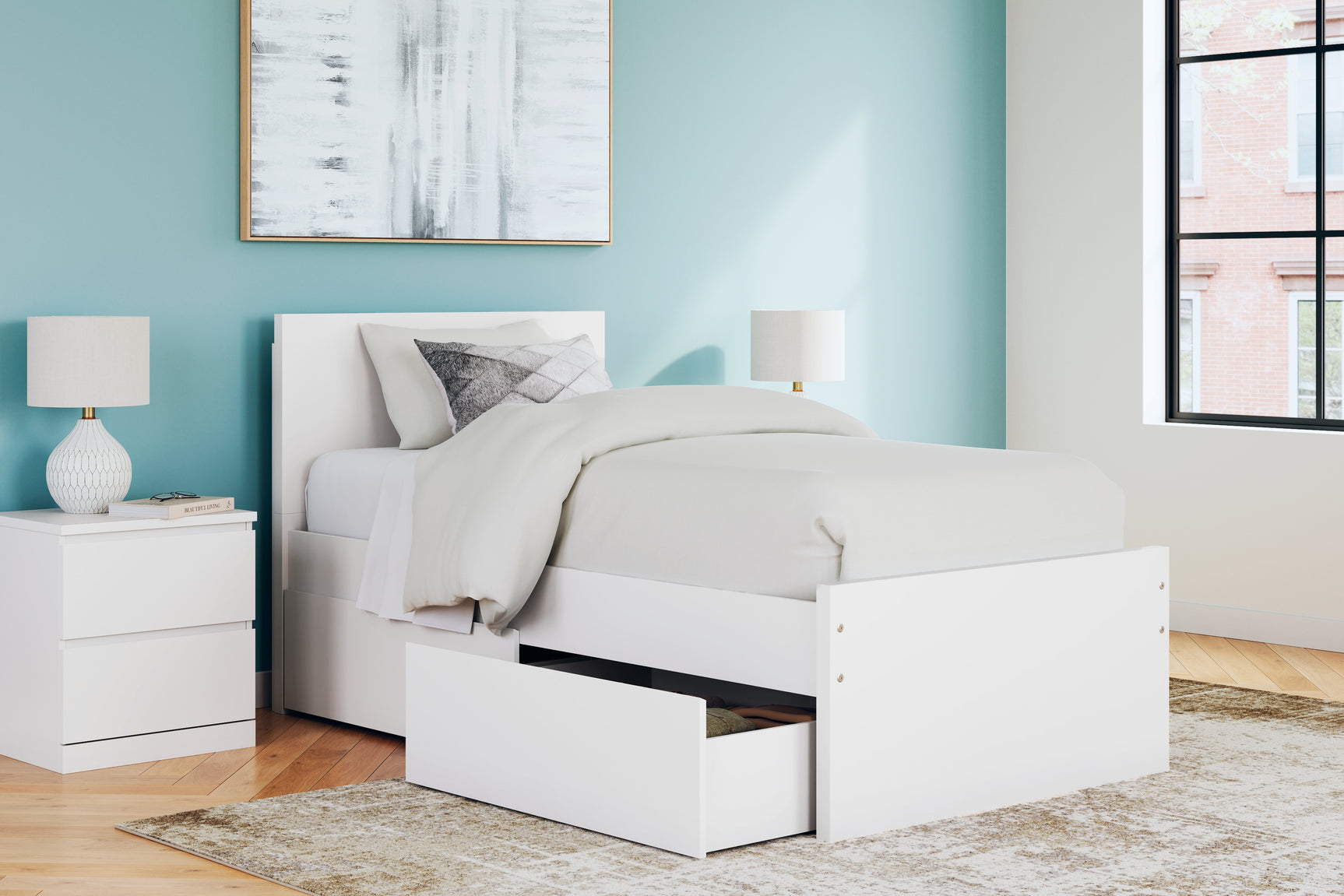 Top view of Onita White Twin Panel Platform Bed