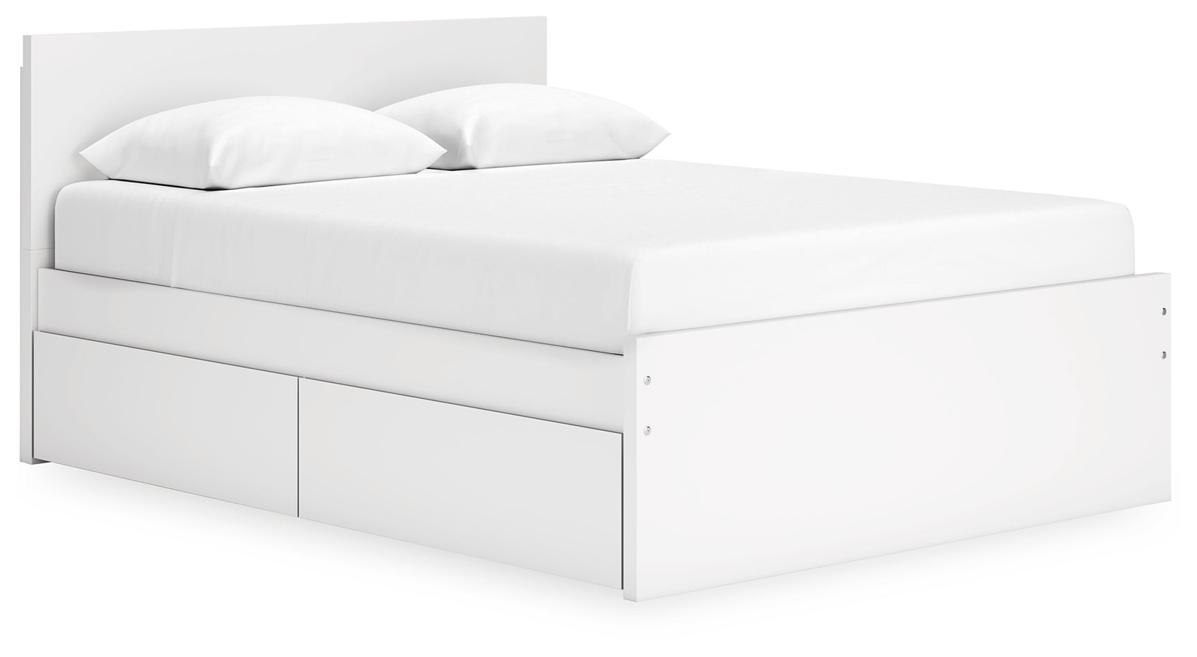 Onita White Queen Panel Platform Bed side view