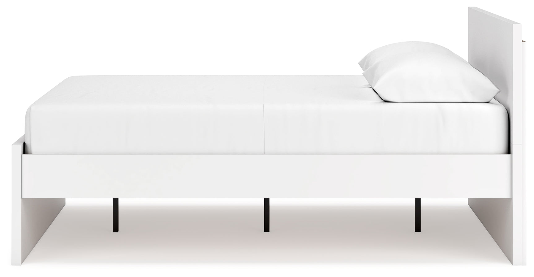 Onita White Queen Panel Platform Bed angled side view