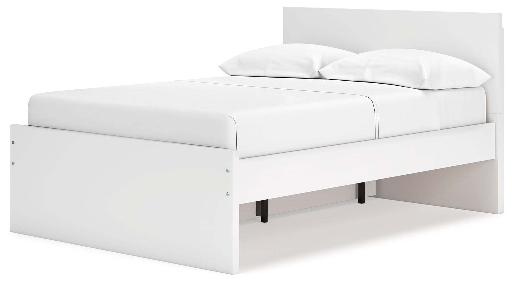 Full panel platform bed white finish, alternate angle