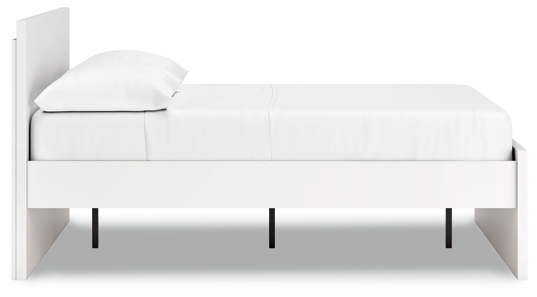 Top view of white platform bed frame