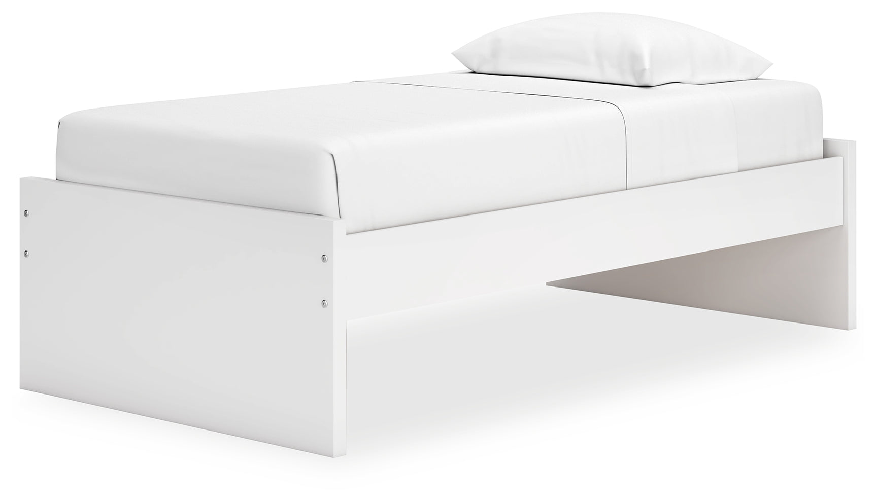 Onita White Twin Platform Bed, alternate side angle