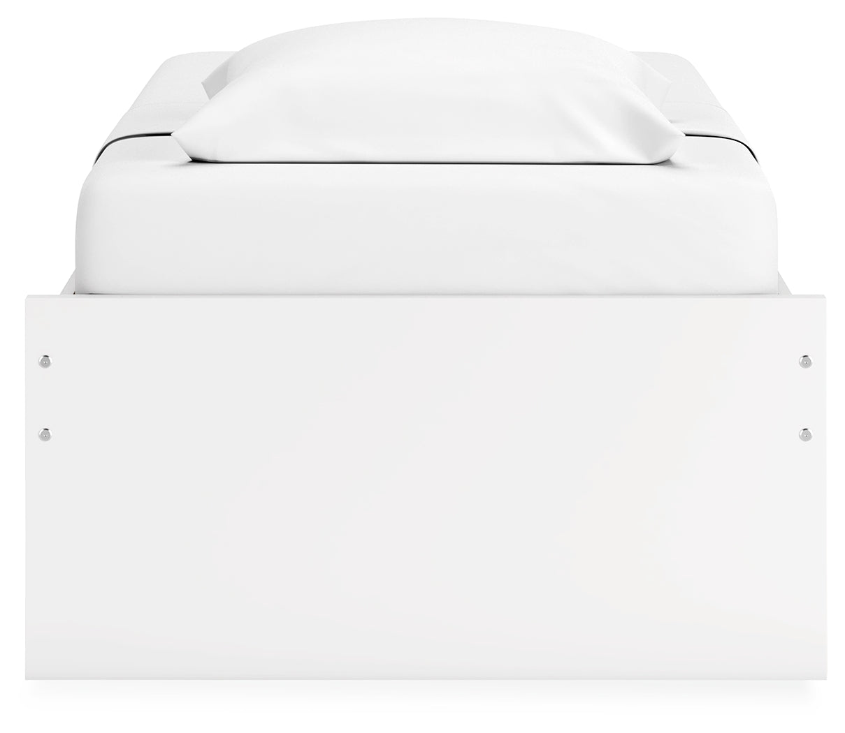 Onita White Twin Platform Bed, back view