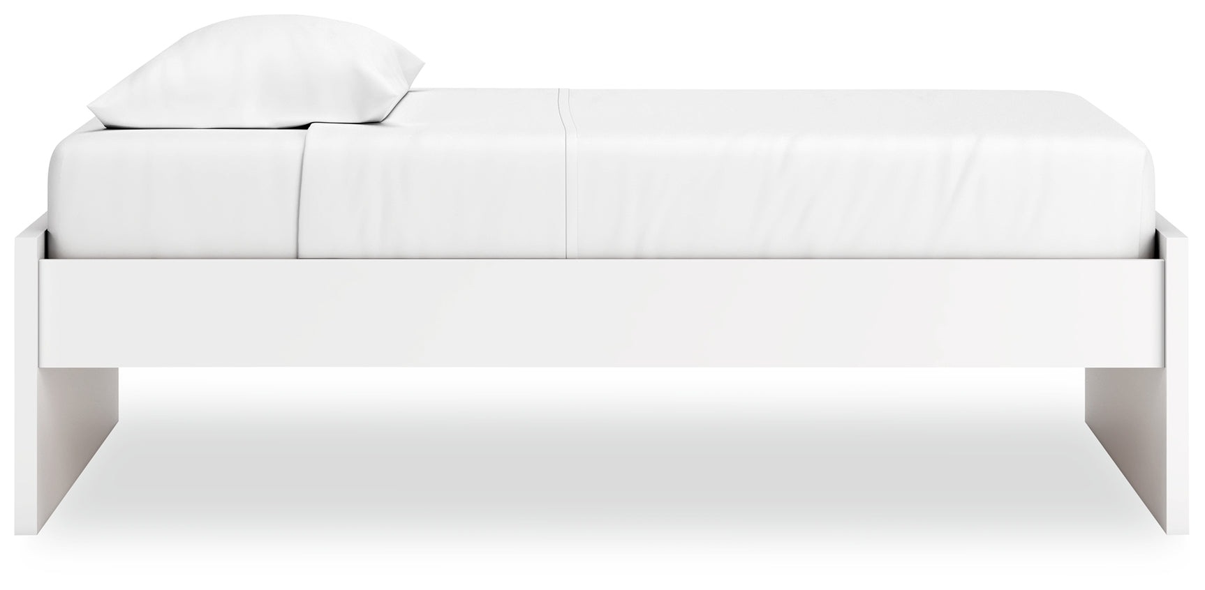 Onita White Twin Platform Bed, side profile