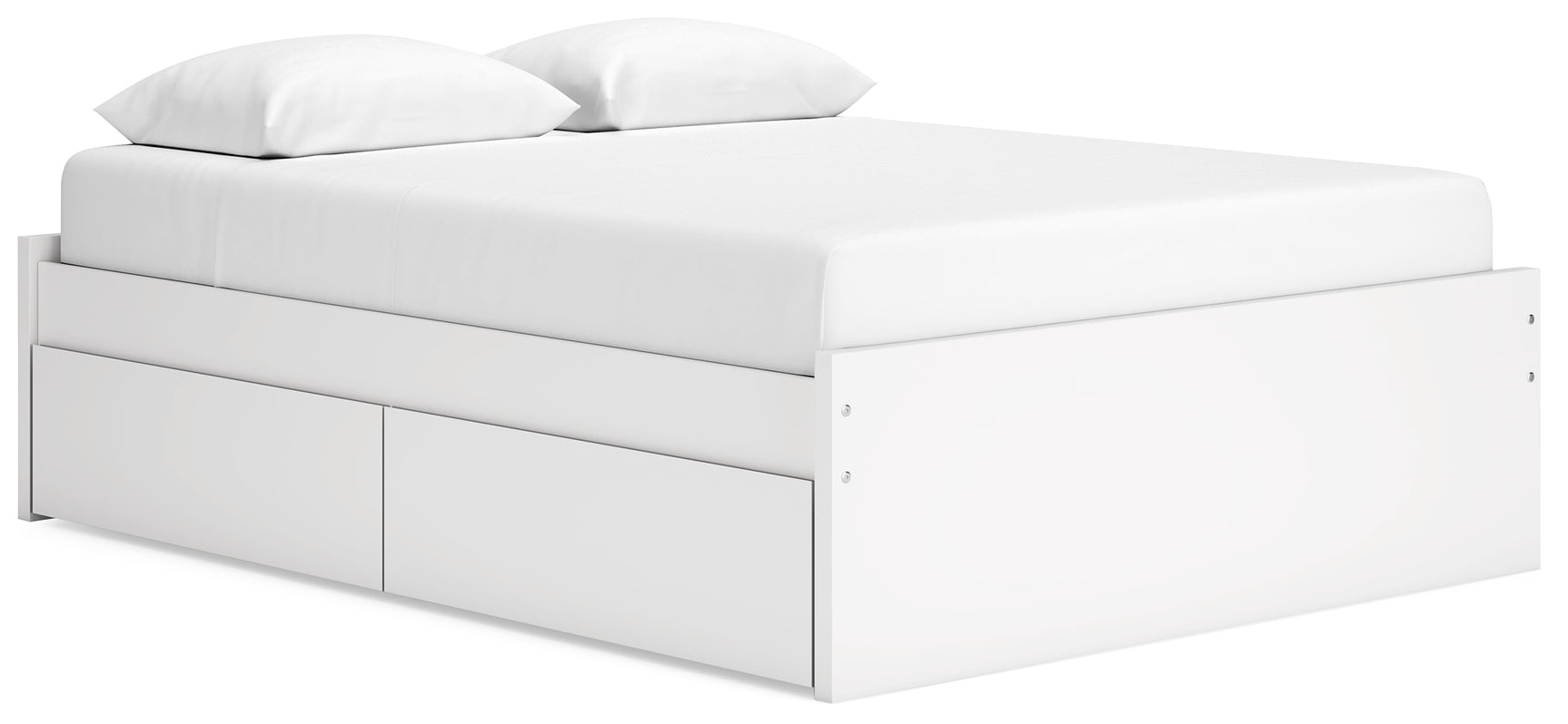 Onita bed side angle showing storage drawers open