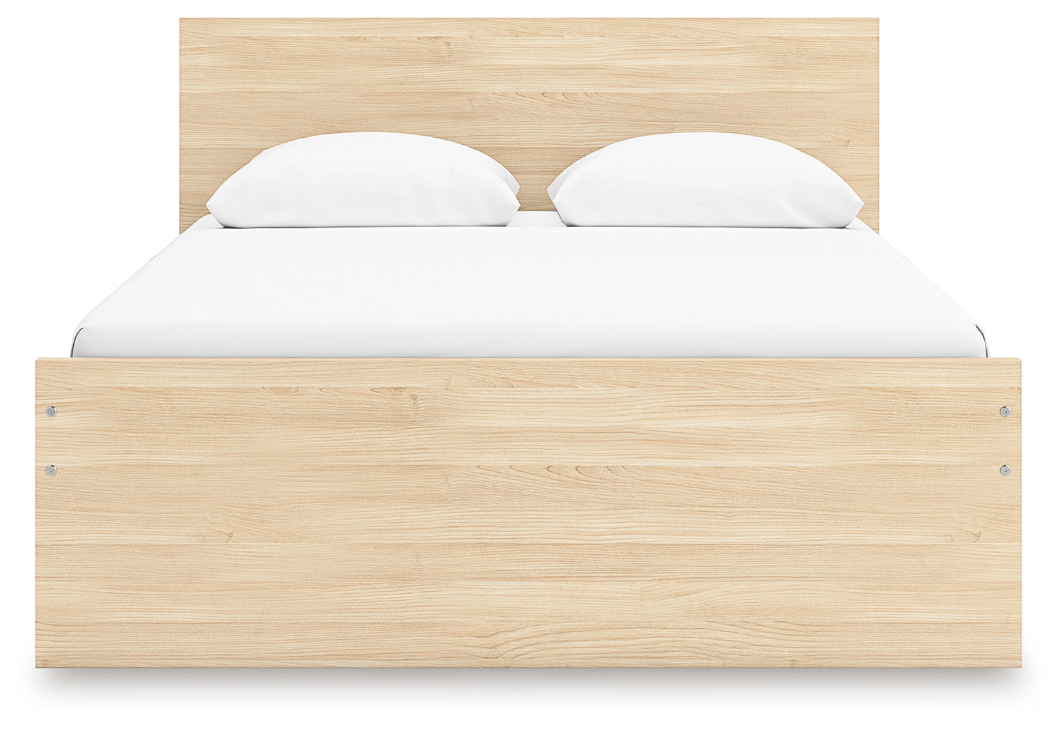 Onita Queen Panel Platform Bed side angle with closed storage drawer