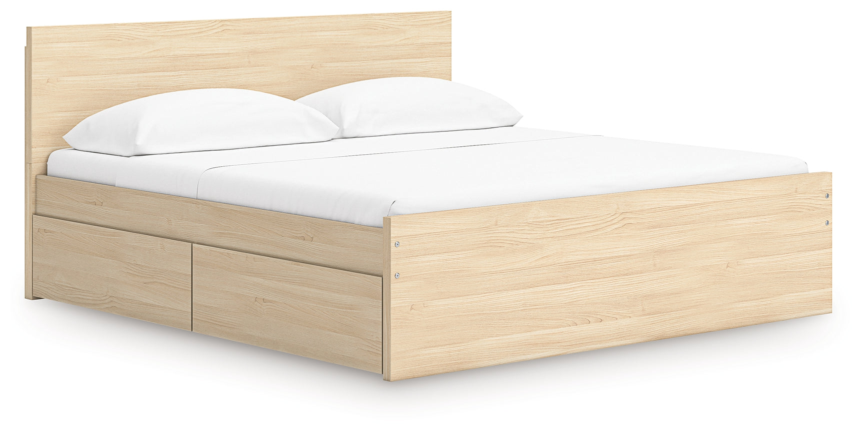 Onita Natural King Panel Platform Bed with 2 Side Storage
