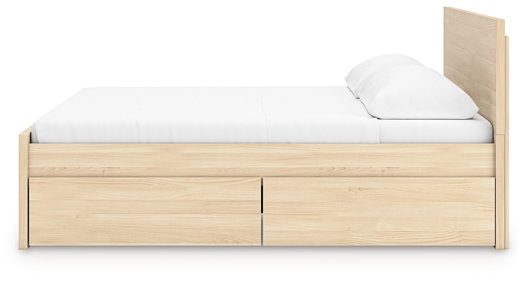 Onita Natural King Panel Platform Bed with 2 Side Storage