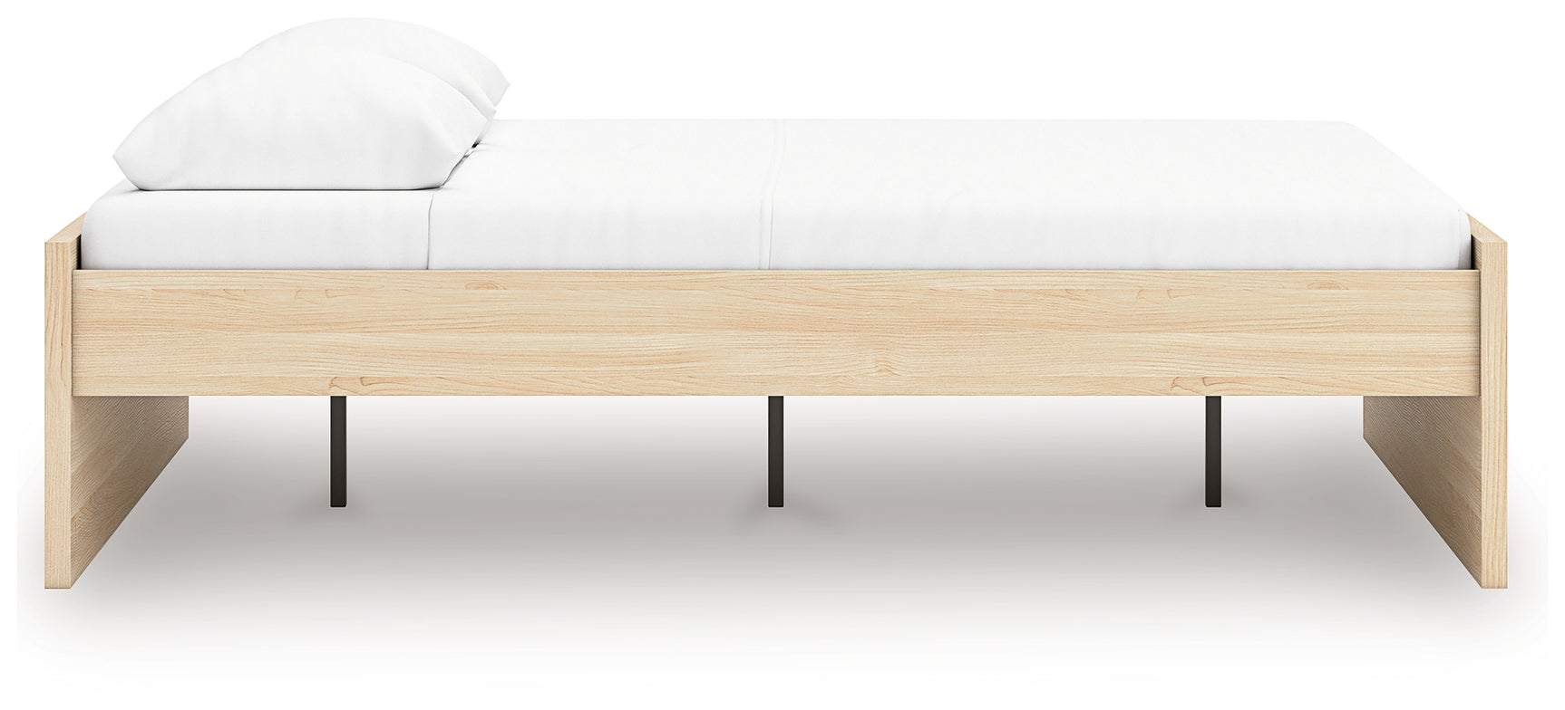 Onita Queen Platform Bed side view natural finish