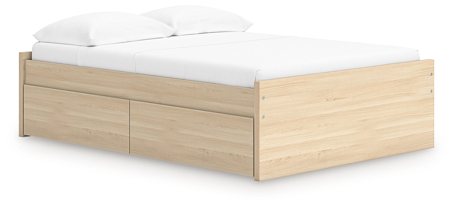Onita Full Platform Bed side angle with storage drawers open