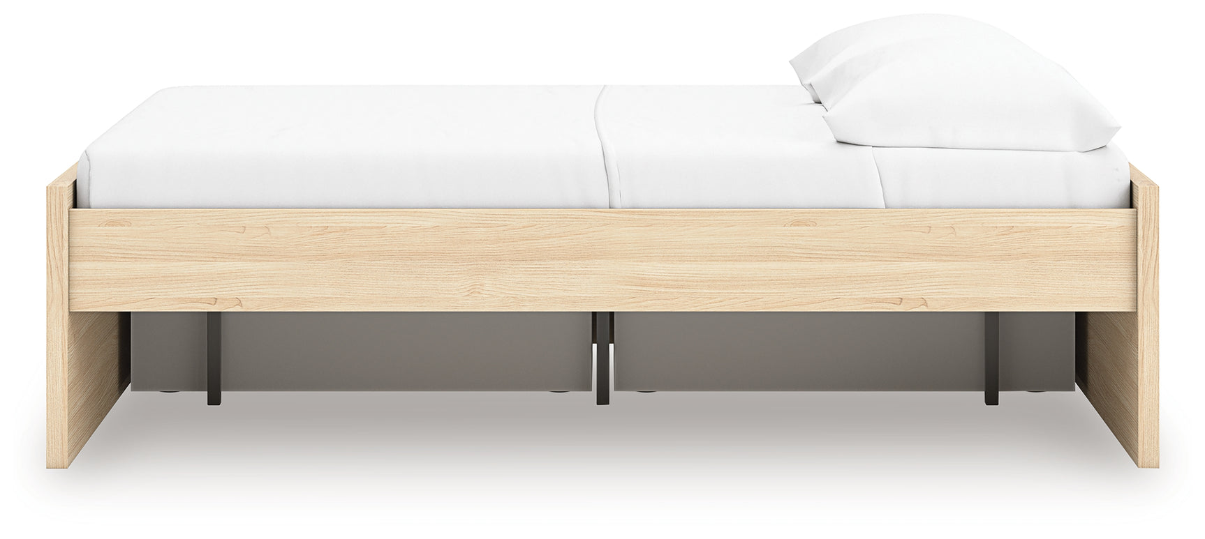 Onita Full Platform Bed top side angle with storage drawer open