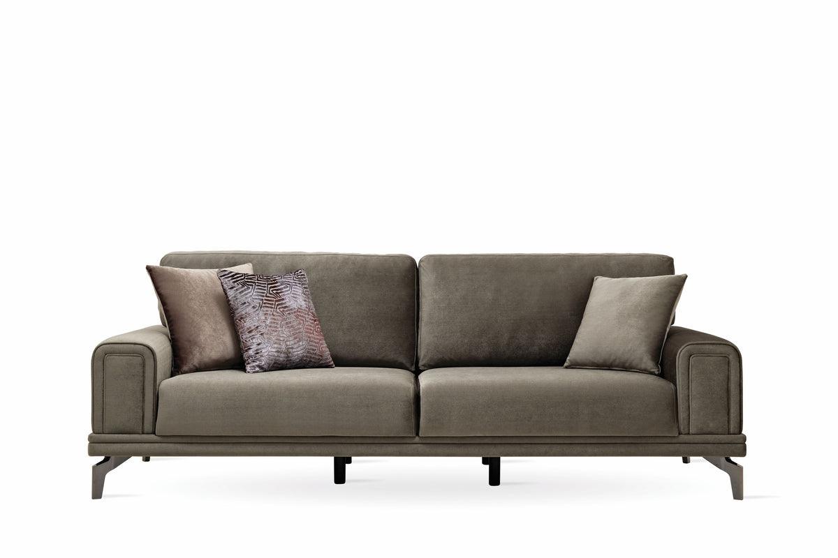 Evora Khaki Green 3-Seater Sofa Bed showing bed extended