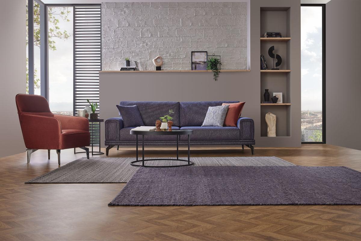 Evora Blue Gray 3-Seater Sofa Bed close-up fabric texture