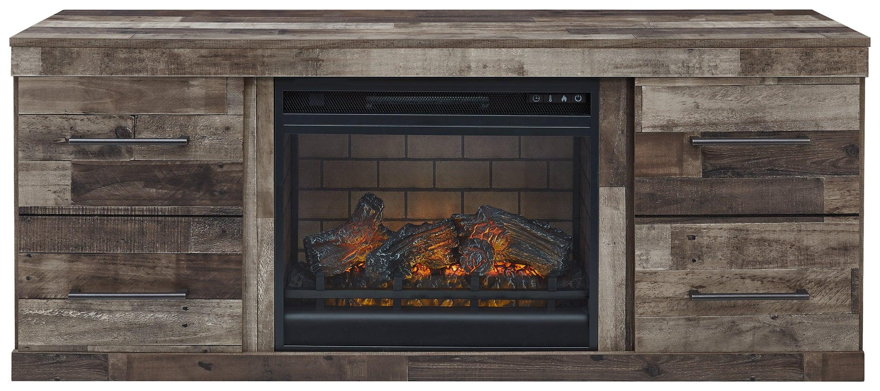 Derekson Multi Gray TV Stand with Electric Fireplace front view