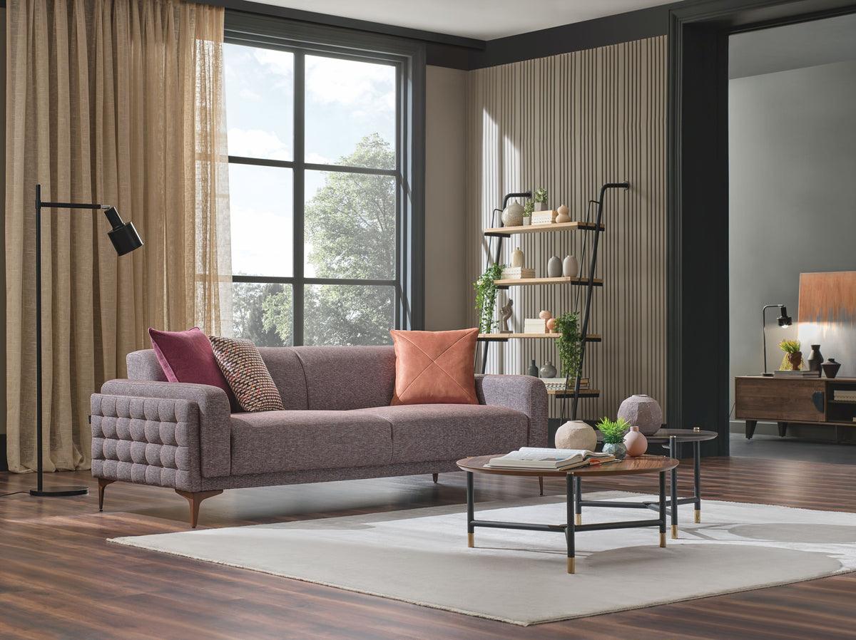 Fortuna Brown 2.5-Seater Sofa side angle view