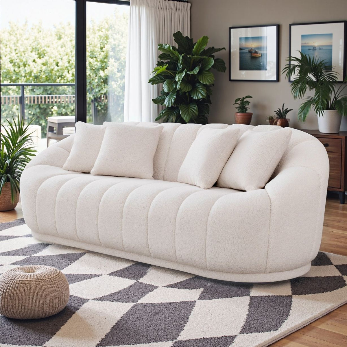 Wendy Cream Boucle Sofa side view