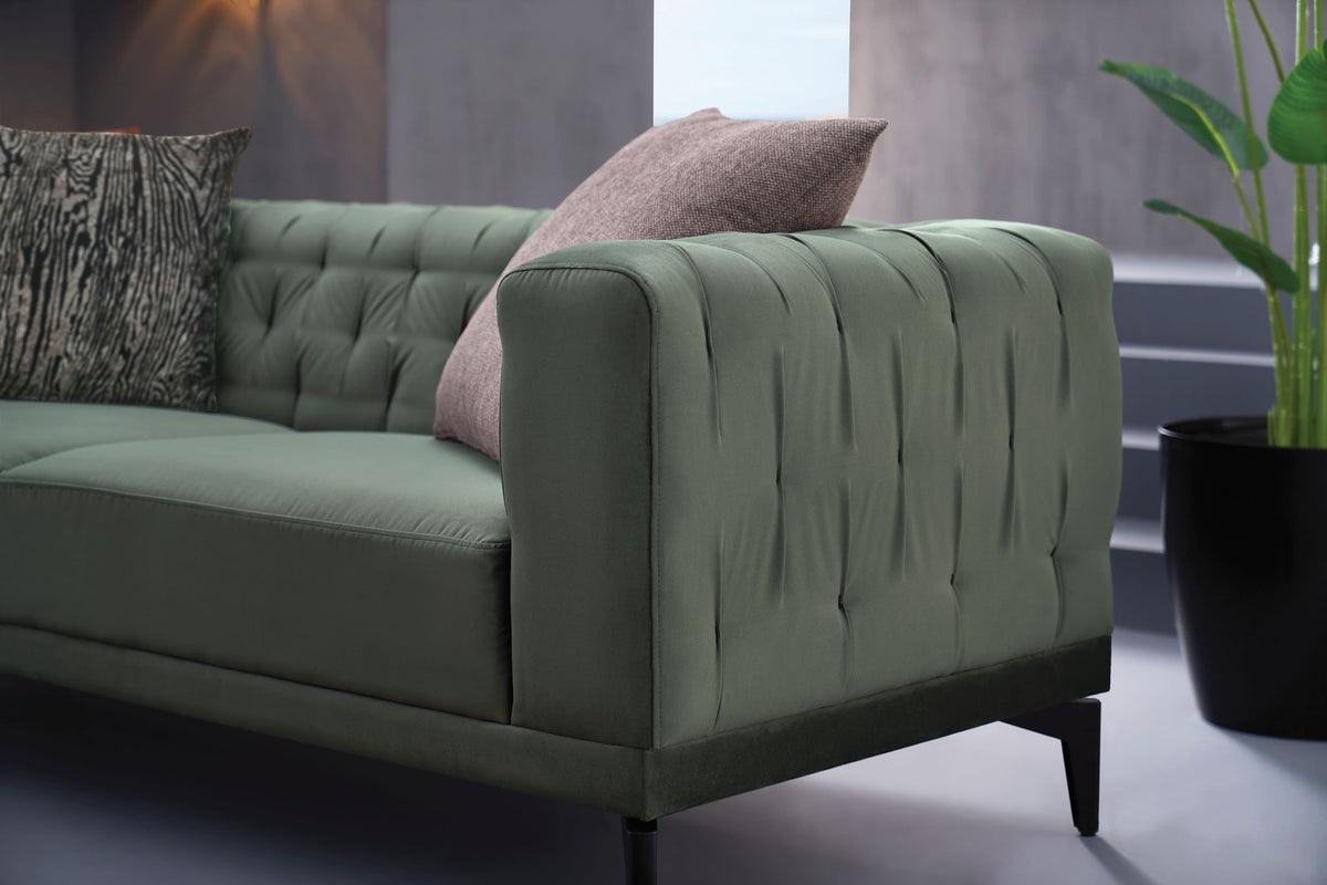 Main view of Dorian Green 3-Seater Sofa in living room setting