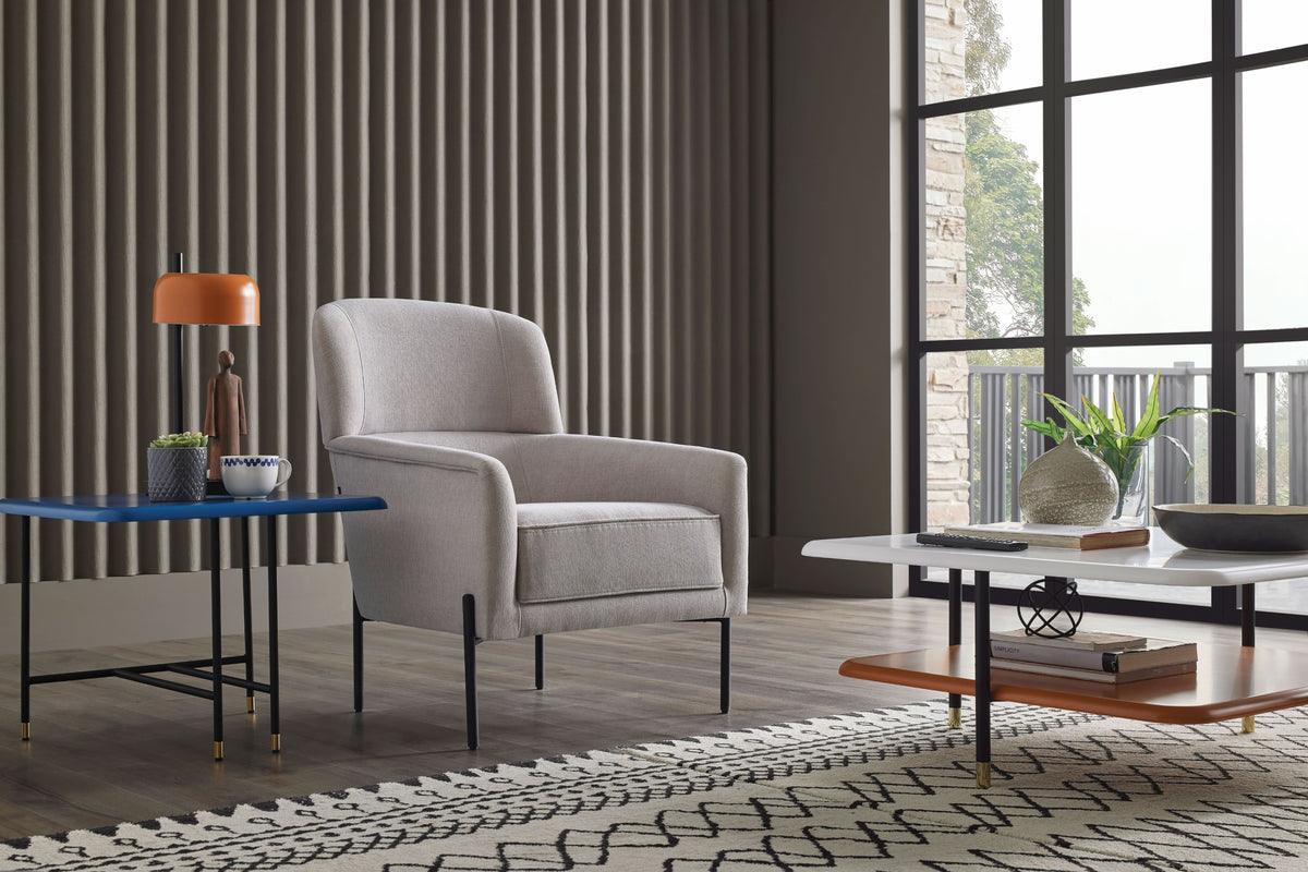 Dante Light Gray Upholstered Armchair angled view