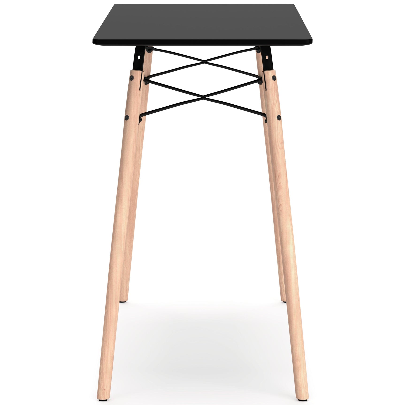 Jaspeni Black and Natural Wood Home Office Desk rear view