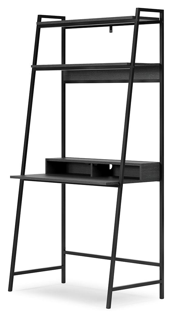 Yarlow 36 inch black home office desk side view showing frame