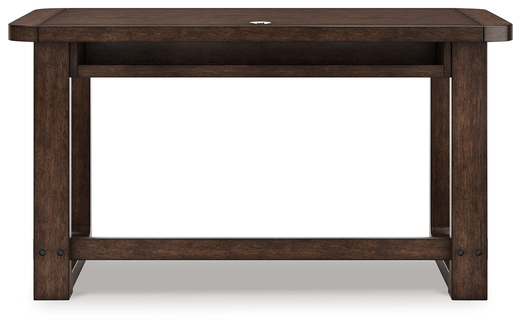 Breckington dark brown home office desk and chair set front view