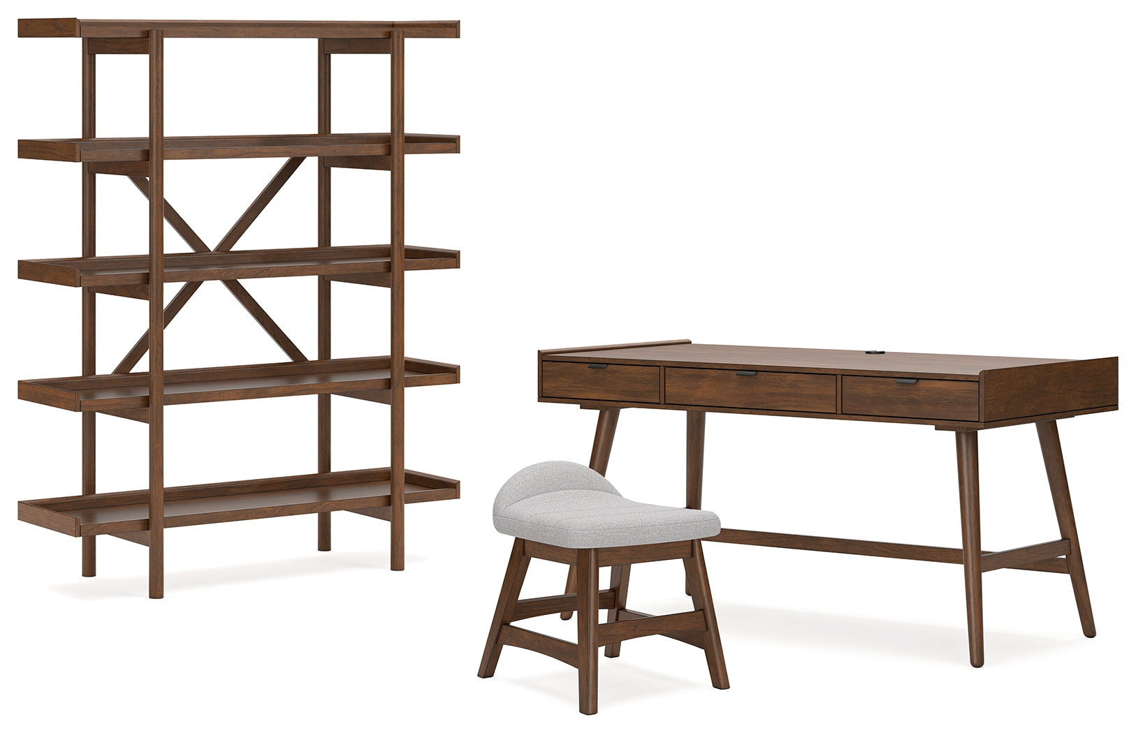 Brown home office chair included in Lyncott set
