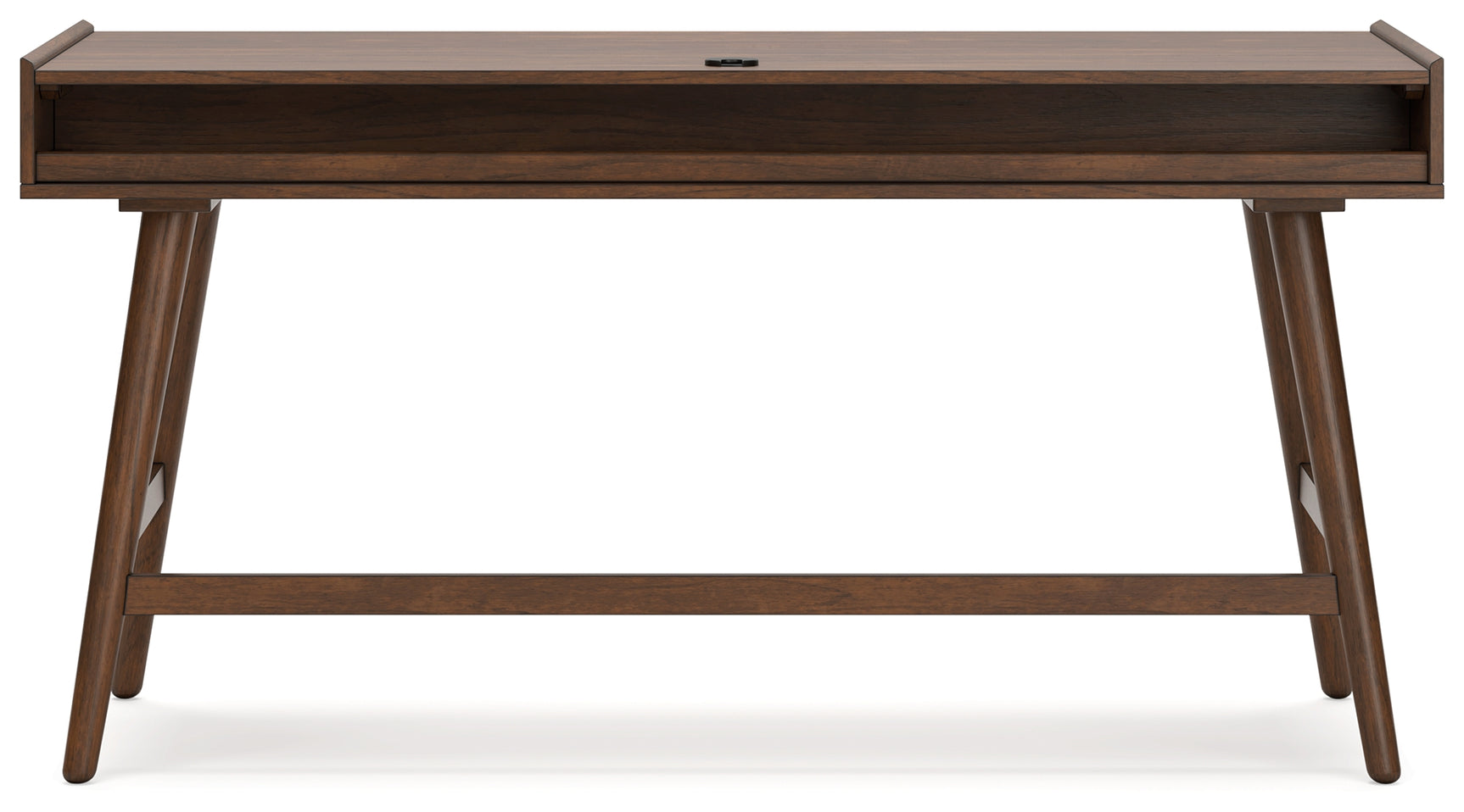 Lyncott brown home office desk with chair, front view