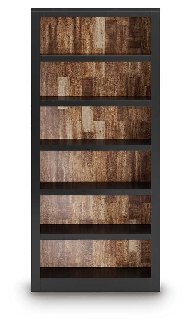 Wildenauer 75 inch brown and black bookcase front view