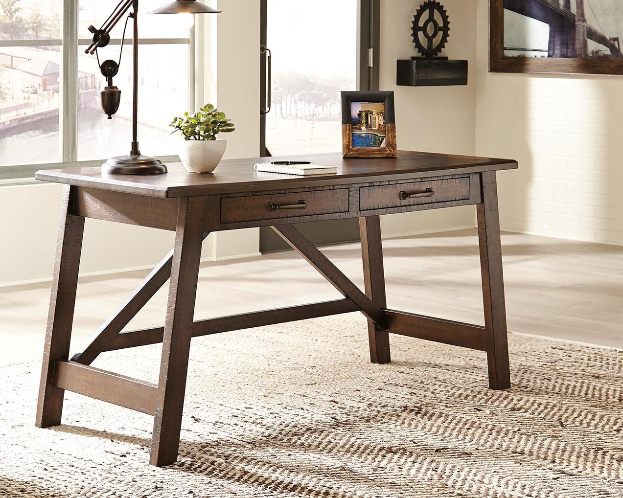 Baldridge Rustic Brown Home Office Desk front view