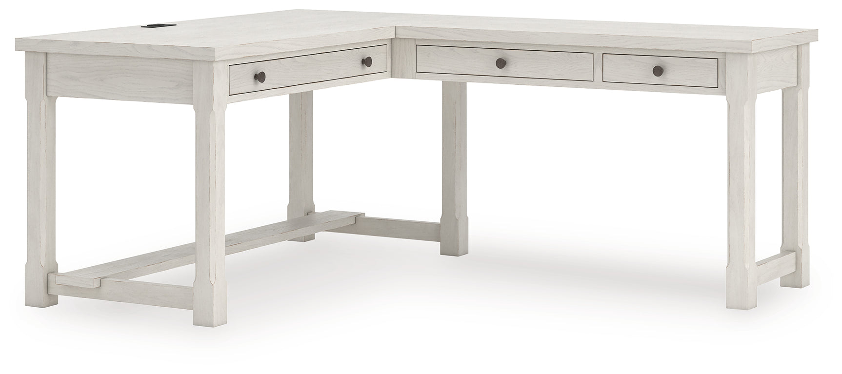 Robbinsdale L-Shaped Desk side angle showing drawers