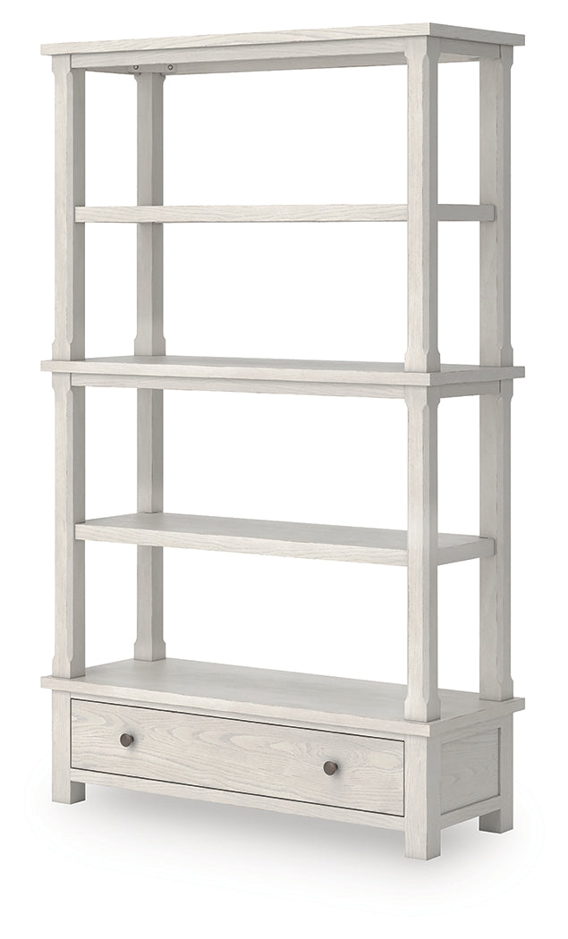 Robbinsdale antique white 75 inch bookcase alternate angled view