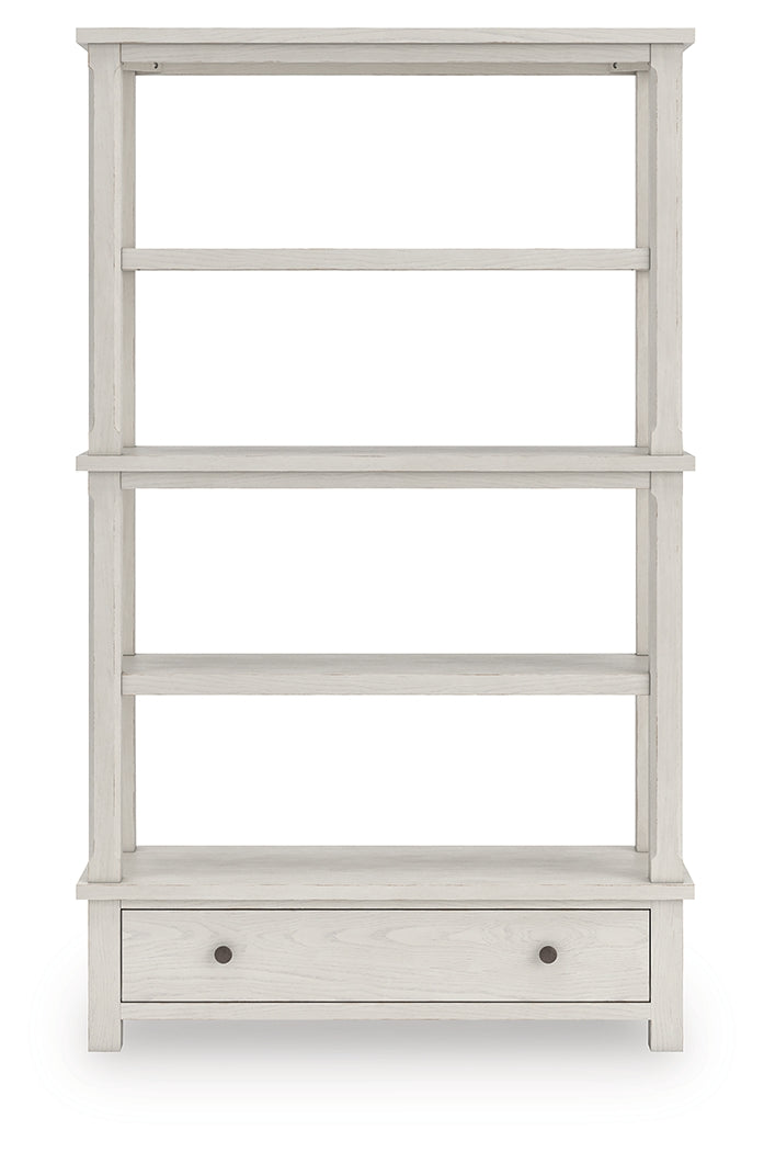 Robbinsdale antique white 75 inch bookcase head on front view