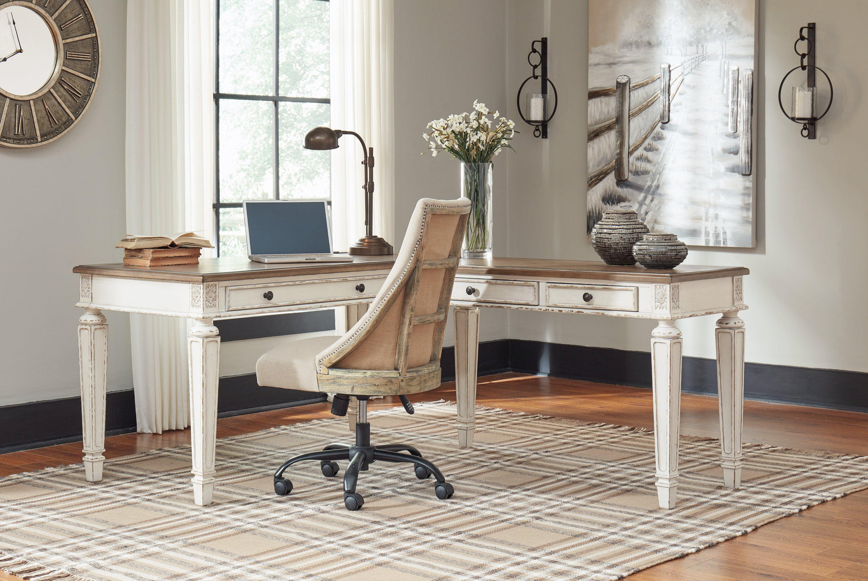 Realyn desk drop-front drawer open