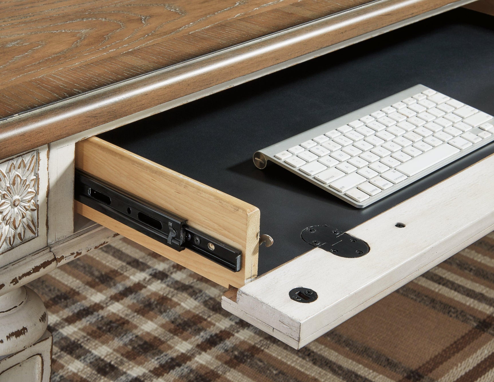 Realyn desk drop-front drawer detail