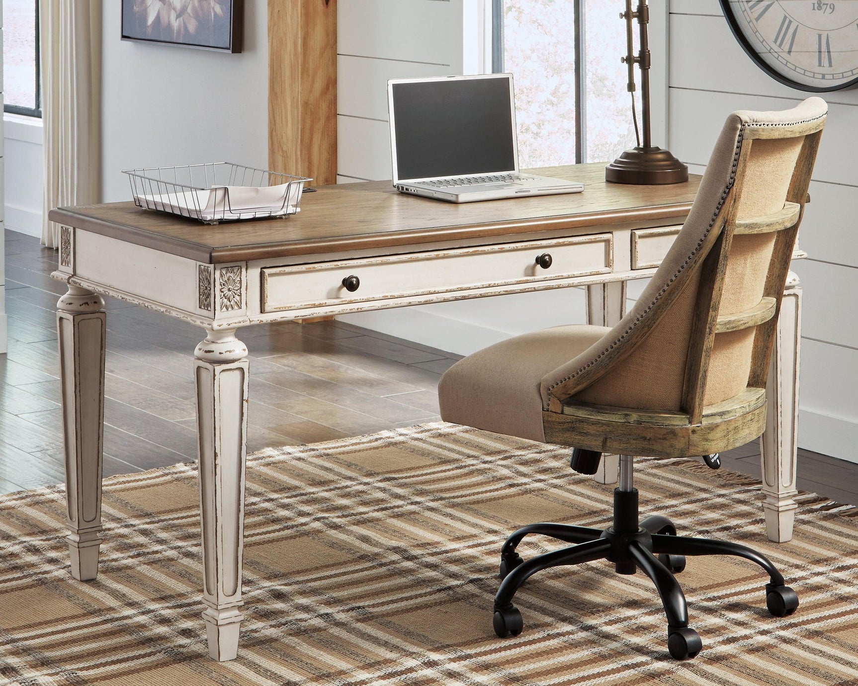 Realyn desk styled home office setting