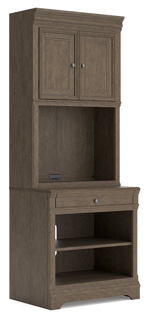 Janismore weathered gray traditional bookcase side angle