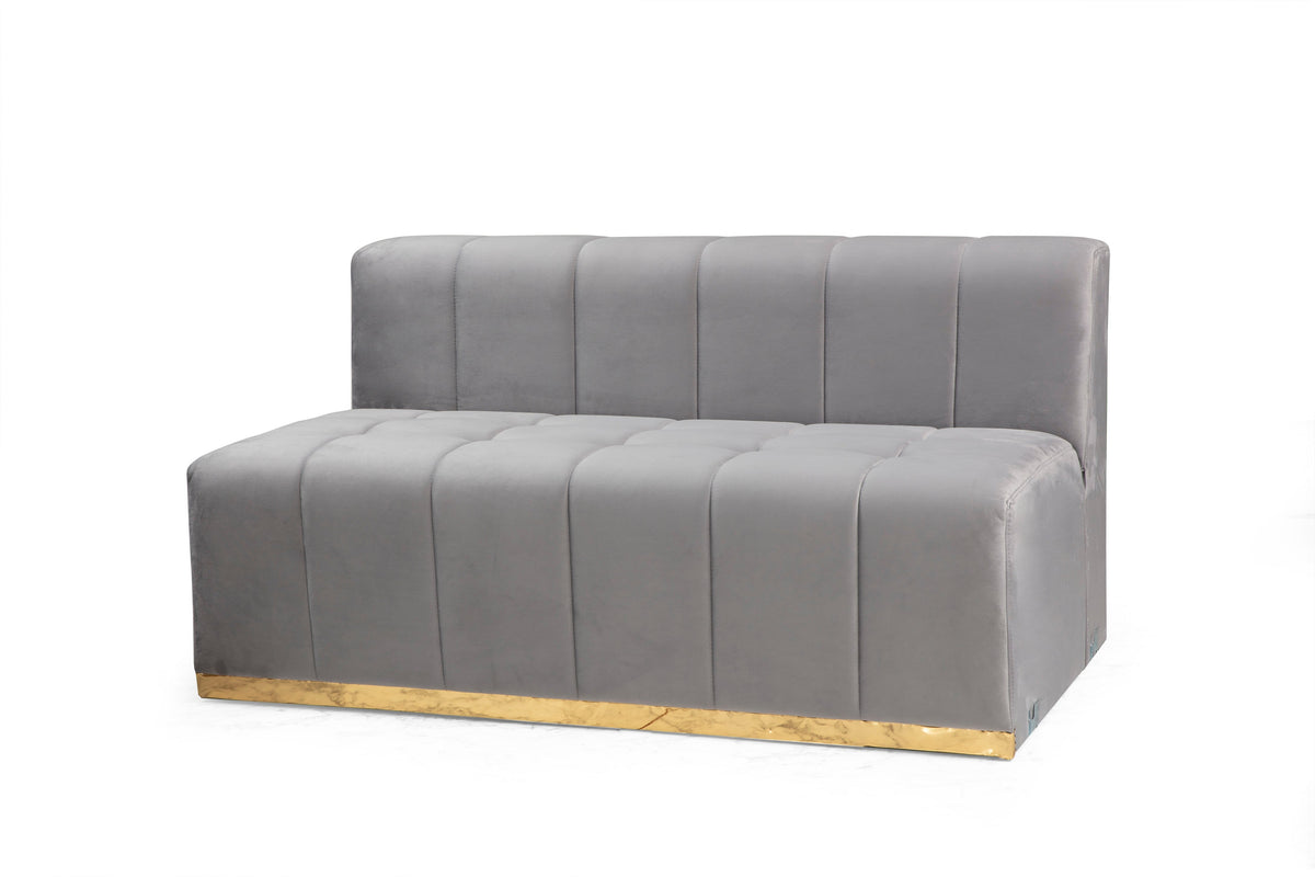 Main view of gray velvet 140 inch sectional sofa
