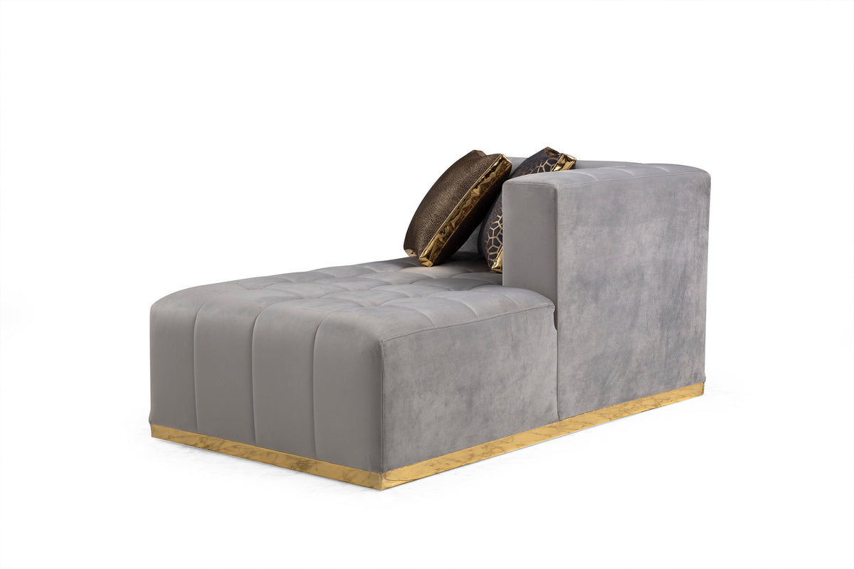 Side perspective of Amelia Gray Velvet Double Chaise sectional sofa