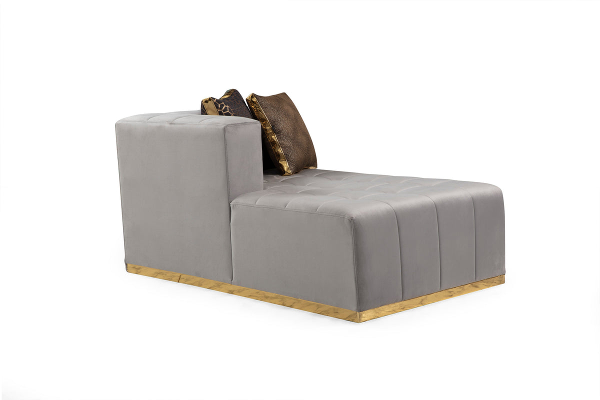 Close detail of sectional sofa corner chaise