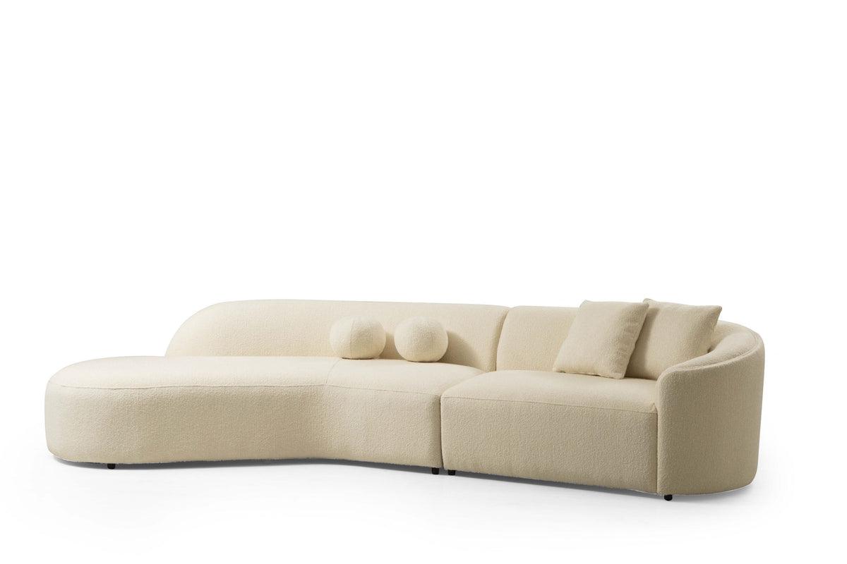 Ava Ivory Bouclé Curved Left-Arm-Facing Sectional Sofa side view