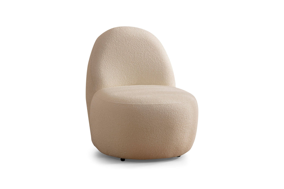 Close-up of ivory boucle upholstery on Ava Accent Chair