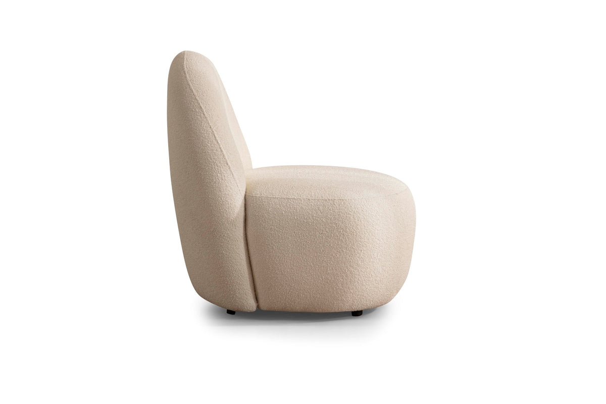 Ava Accent Chair with ivory fabric and solid frame