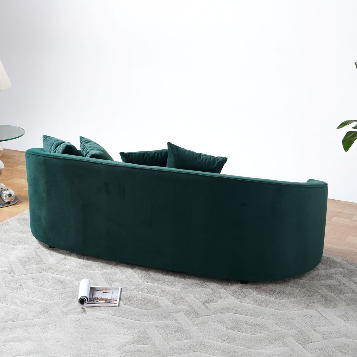 angled main view of Cicily Green Velvet Sofa