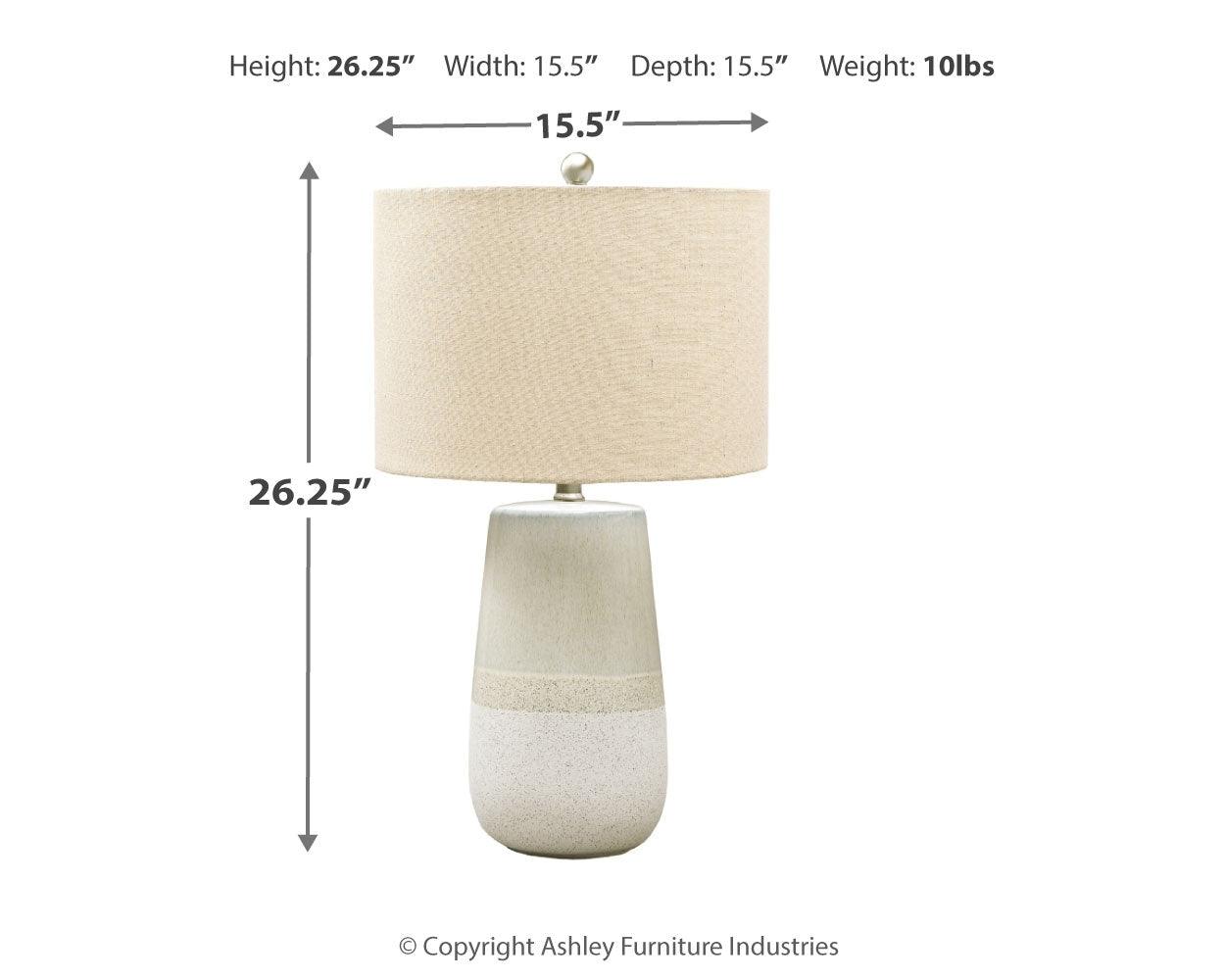 Shavon table lamp detailed dimensions chart