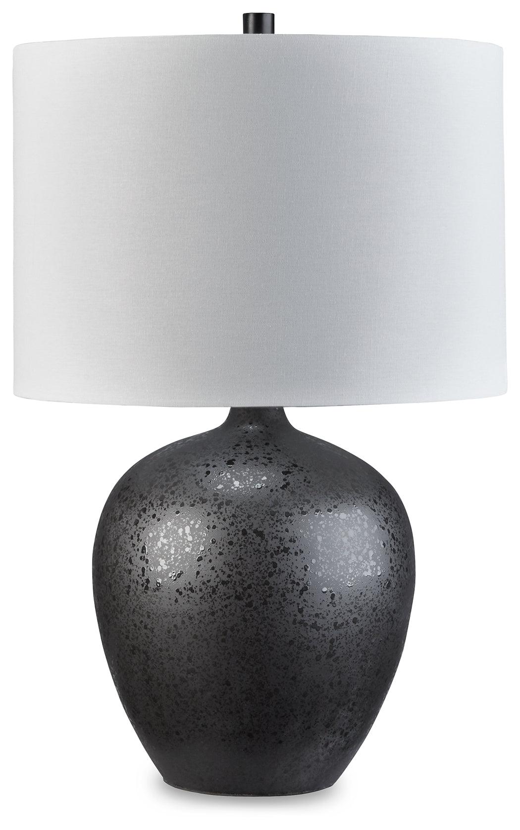 Close-up of Ladstow Table Lamp fabric drum shade