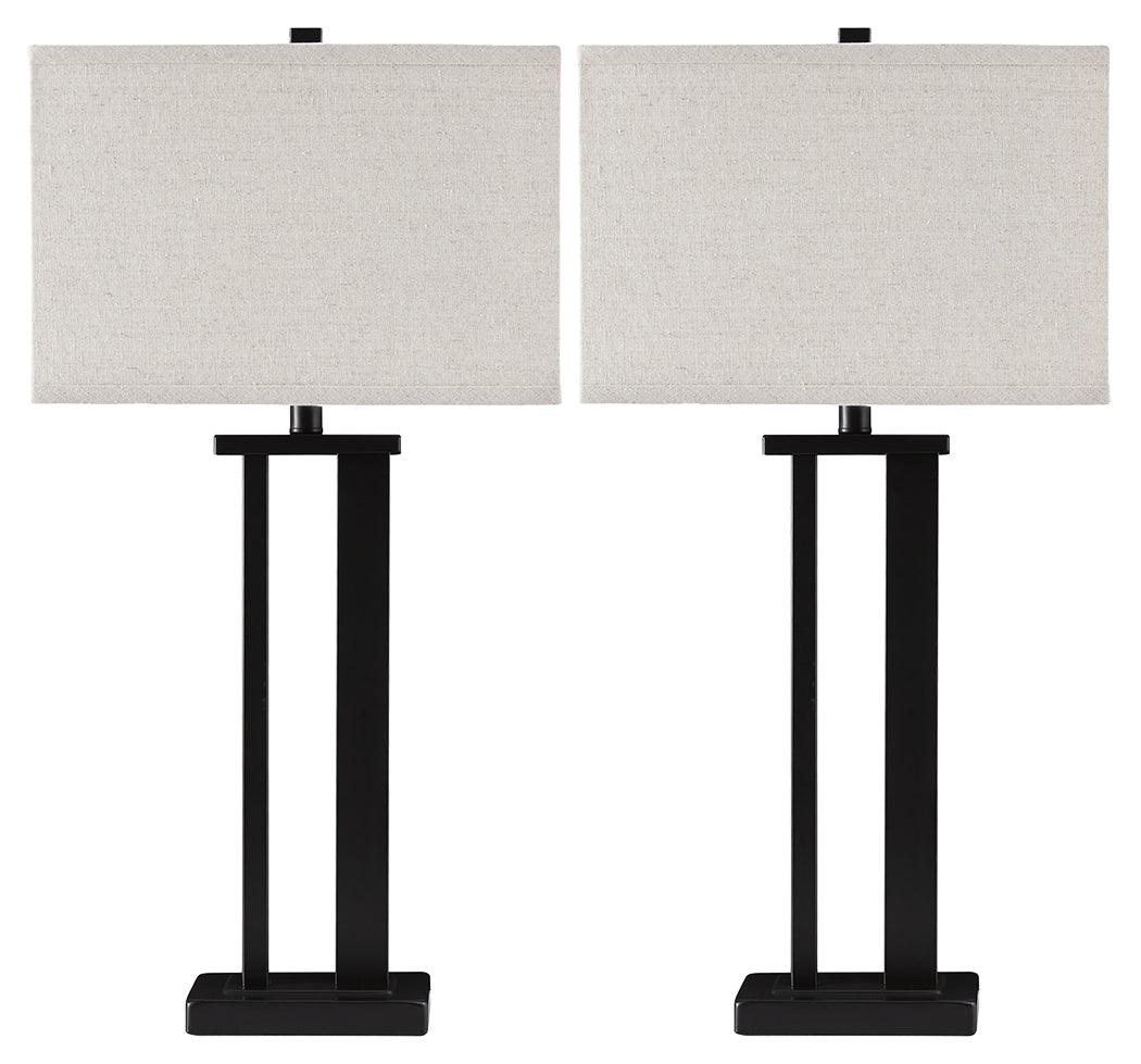 Close-up of Aniela Table Lamp bronze metal base and fabric shade
