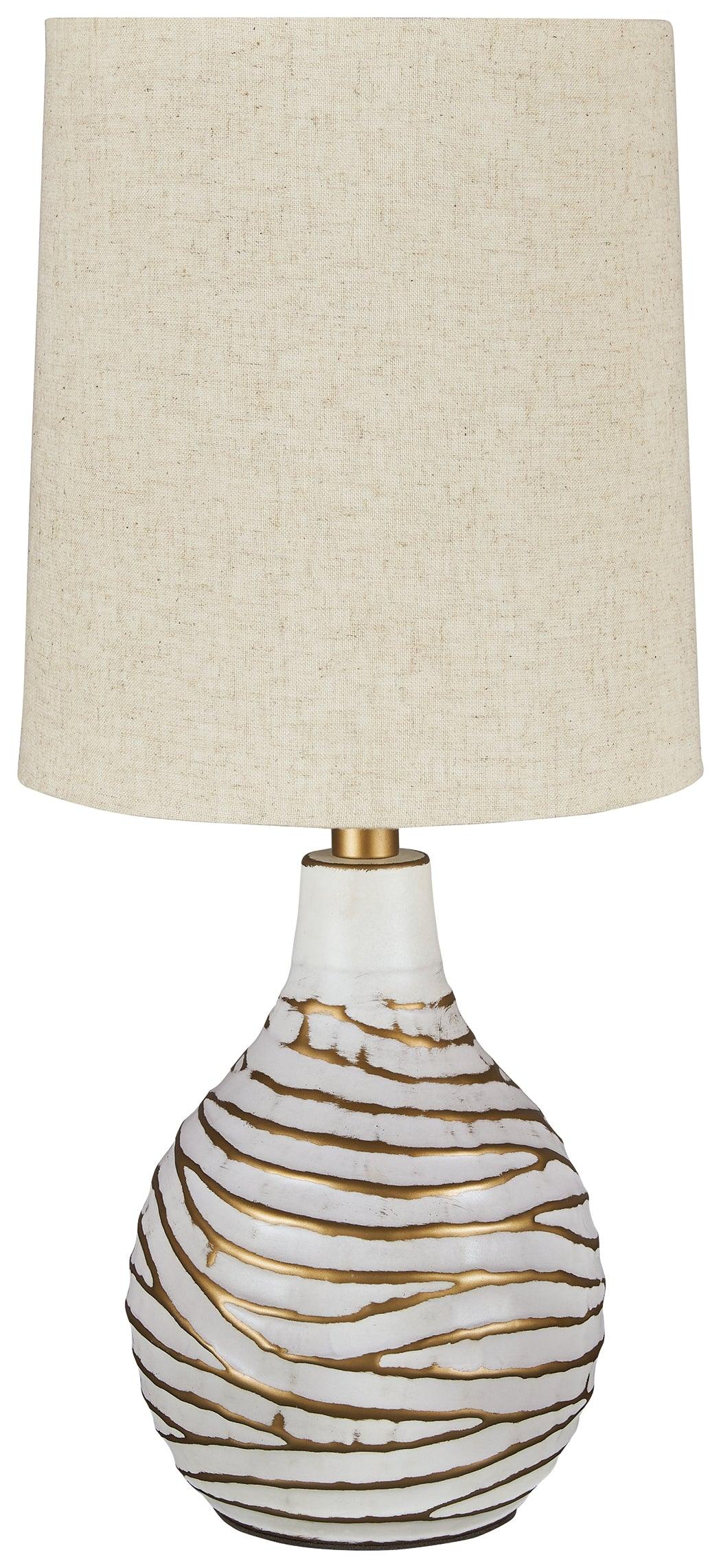 Aleela White and Gold Finish Table Lamp angled side view