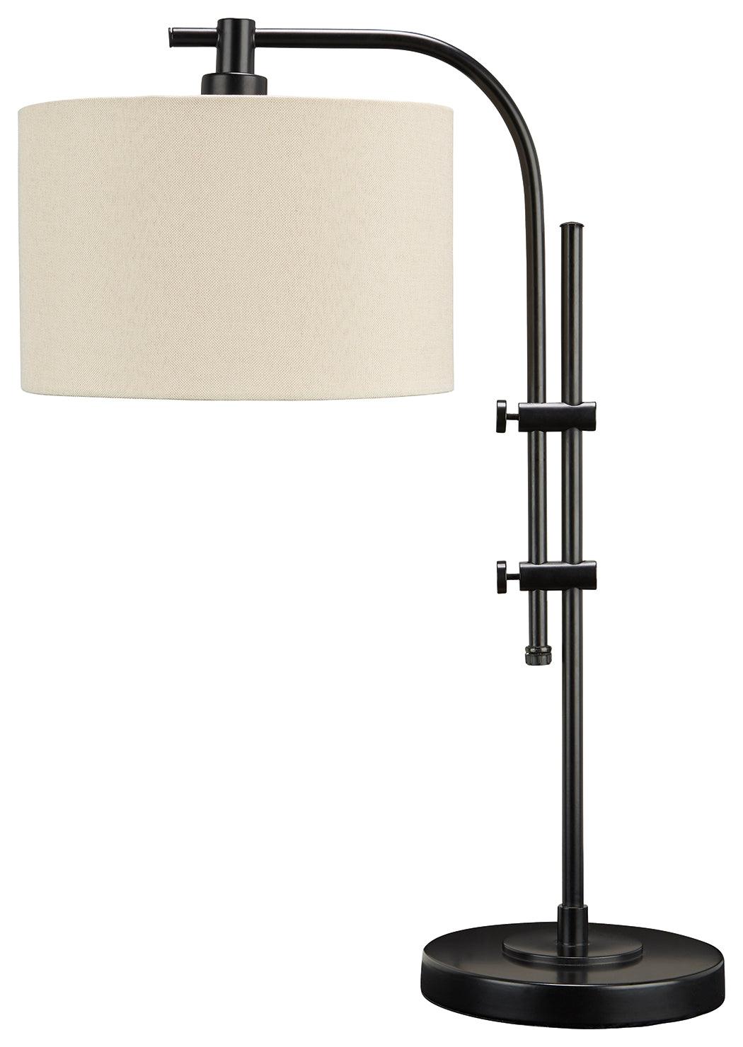 Baronvale Black Accent Lamp side view highlighting adjustable arm in black finish