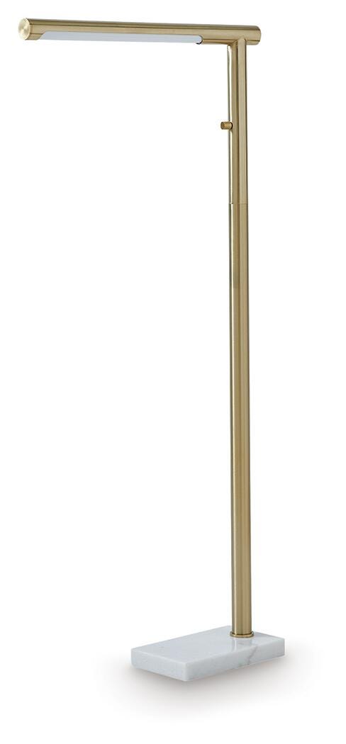 Santiford Gold Finish/White Floor Lamp view 2